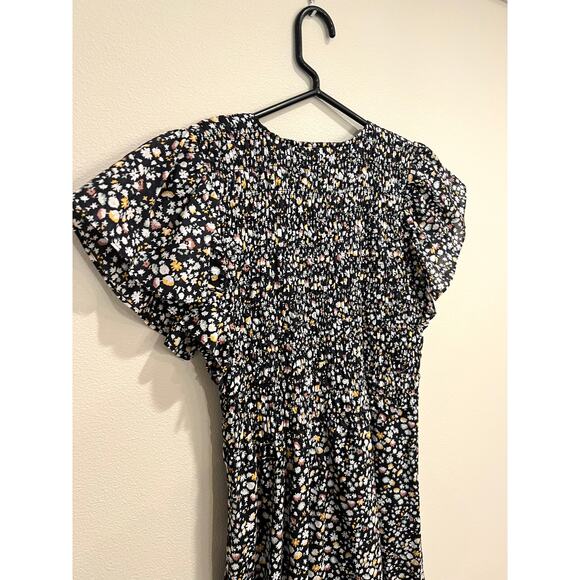 Rails Clementine Smocked Back Black and Floral Midi Dress Women's Size Medium - Picture 8 of 9